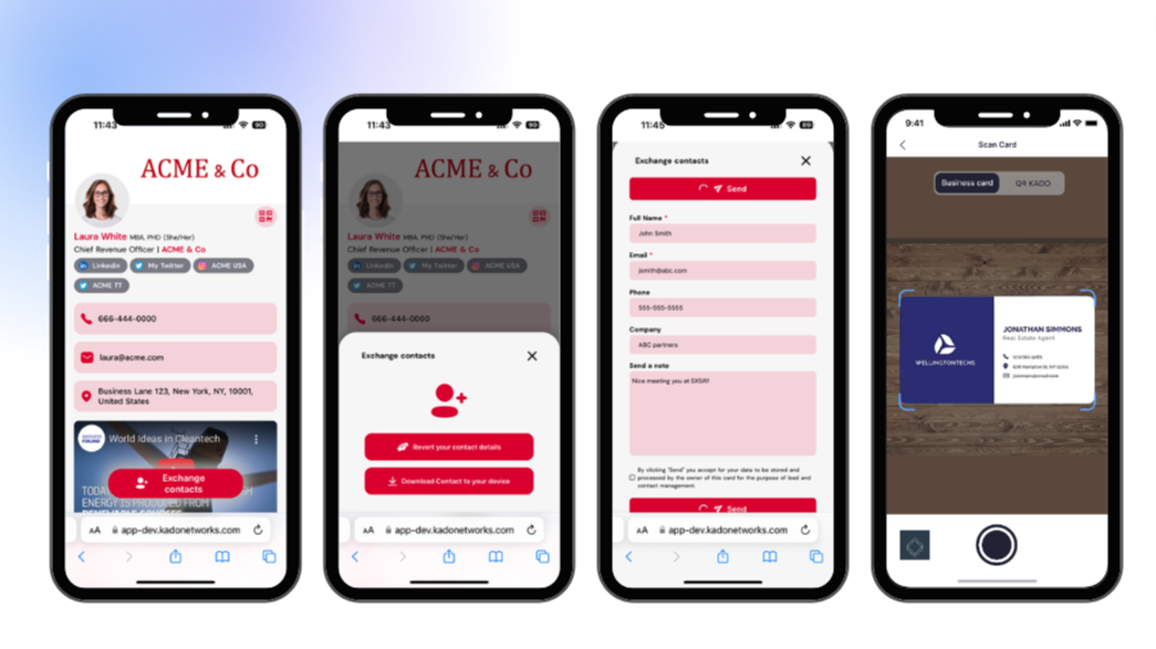 Capture leads via your digital business card or paper card scanner